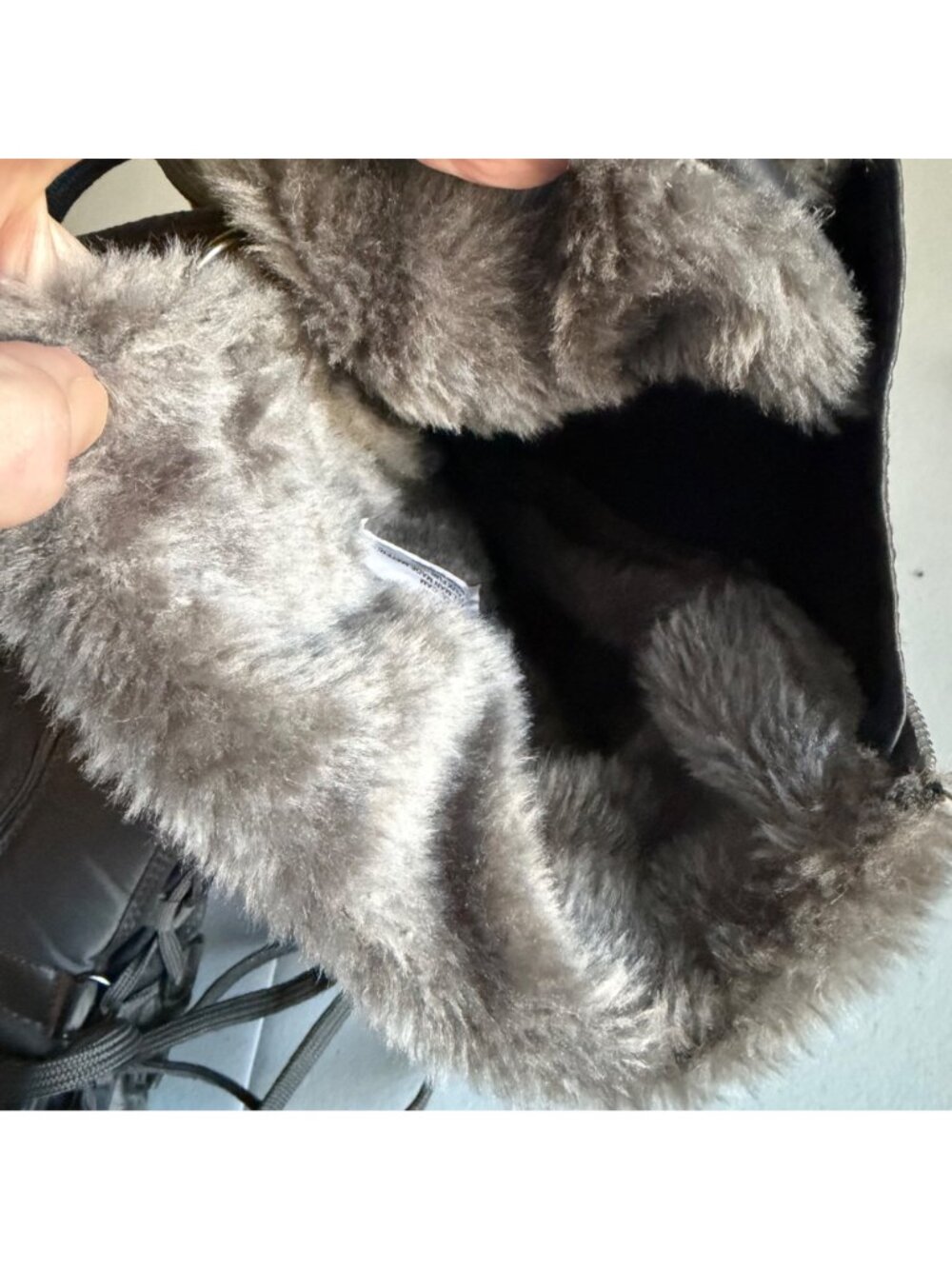 Totes Womens Gray Winter Boots Snow Boots Faux Fur Lining 9M Laces & Side Zipper - Picture 10 of 10